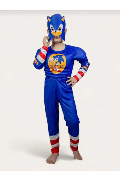 MİLAYS LİFE HOME COLLECTİON Costum pentru copii cu mușchi SONİC Costum cu mușchi de supererou cu mască