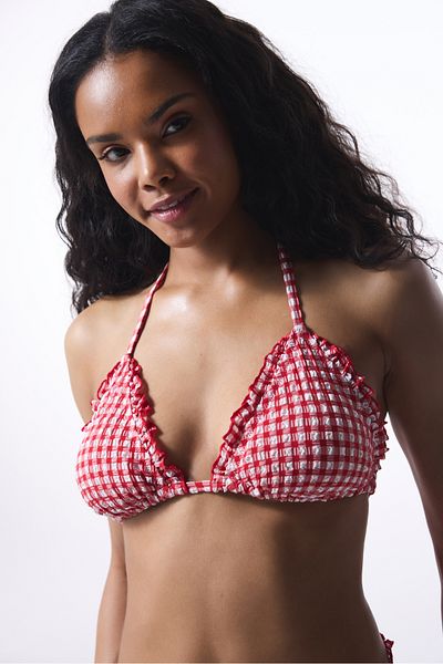 Penti Τέξας Red Gingham Frilly Triangle μπικίνι μπλούζα