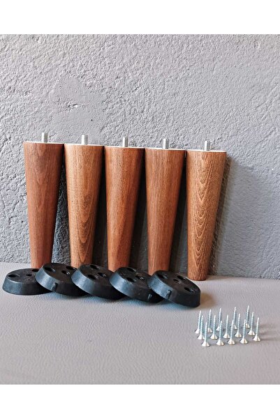 Dijital Bazar DİJİTAL BAZAR 12 CM KONİK CEVİZ 5 Lİ TORNA AYAK-AHŞAP AYAK