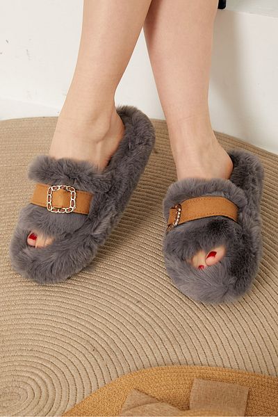 TOFİSA Women's Smoked Buckle Slippers - 26406