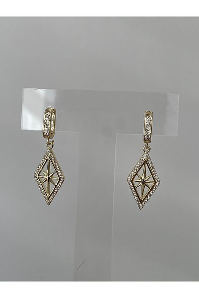 JELLY Women's Steel Gold Color Zircon Stone Geometric Star Figured Dangle Earrings