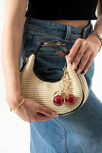 Night Geantă de mână și de umăr pentru femei Miela Model Wicker Black Charm Gift