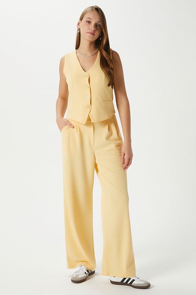 Ritnice Women's Petra Yellow Vest Lycra Pants Bottom Top Set
