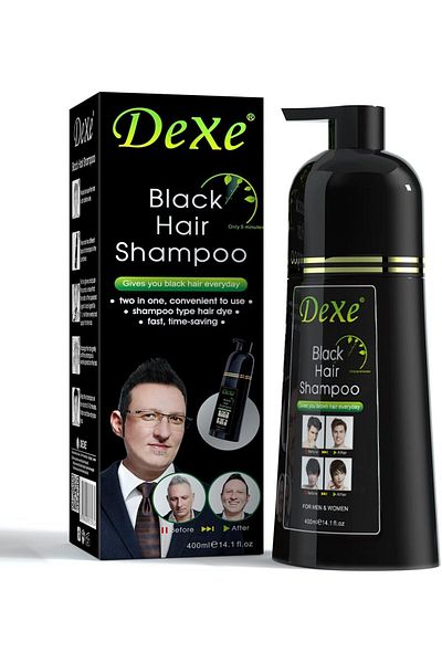 Dexe Instant Black Hair Coloring Shampoo - 400 ml