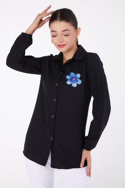 TOFİSA Cămașă imprimată neagră - 13338
