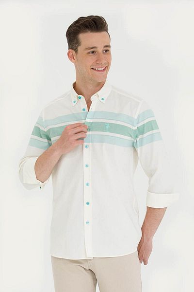 U.S. Polo Assn. Ανδρικό πουκάμισο Rıbaro Mint Green 1584026
