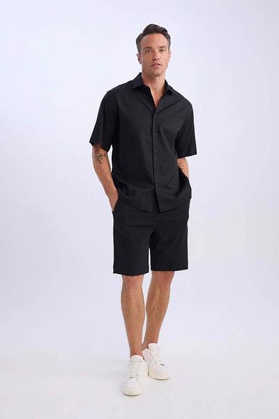 DeFacto Ανδρικό σορτς Regular Fit Bermuda Black D9451ax/bk27