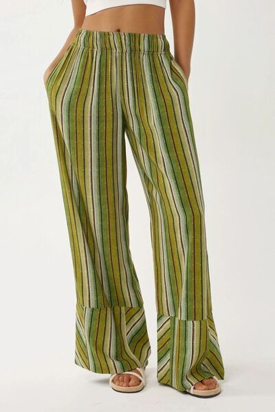 Hiccup Wide Leg Line Patterned Relaxed Cut Trousers