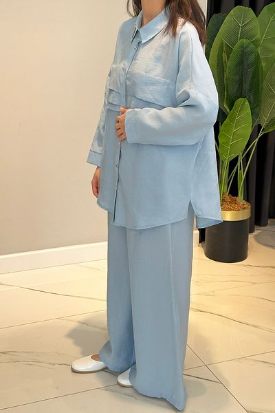 Ceremony Aller Detailed Embroidered Collar Trousers Cupra Suit 59140 Blue