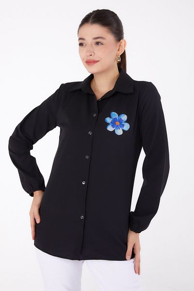 TOFİSA Cămașă imprimată neagră - 13338