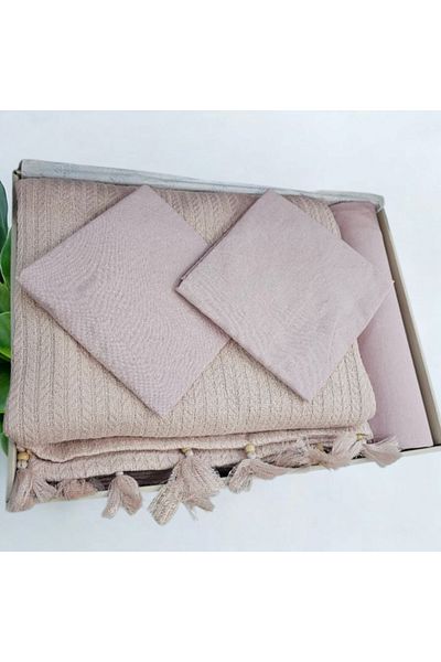 KÜBRAHOME'S Newhome Hair Braided 100% Cotton Luxury Pique Set Pink