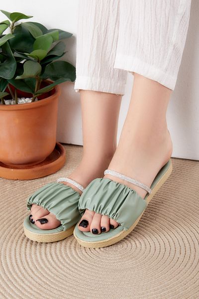 TOFİSA Women's Mint Stone Slippers - 25540