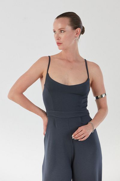 Fulla Moda Modal Jumpsuit with Straps and Zipper