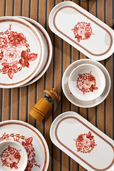 Perotti Danish 28 Parça 12 Kişilik Stackable Kahvaltı Takımı Sosluklu Kahvaltılık Sunum Seti Tabağı