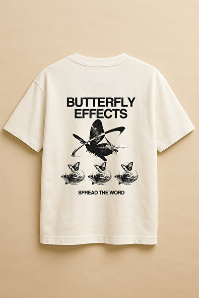 Altair Tr White Color Oversize Butterfly Effects Butterfly Printed Unisex T-S...