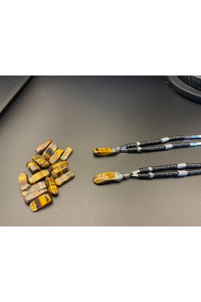 magıcgrange قلادة من حجر عين النمر الهيماتيت الطبيعي بجوز الهند - تصميم عصري ...