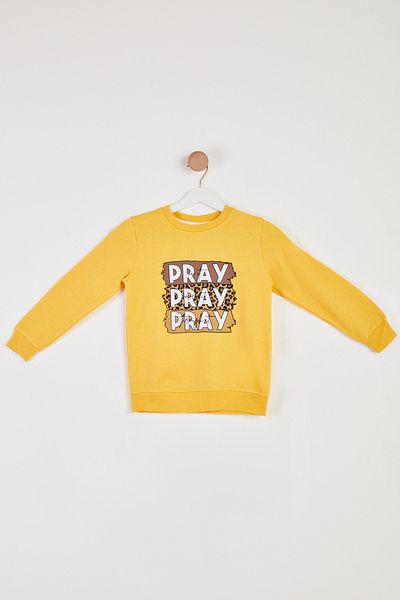 TOFİSA Girl's Yellow Printed Sweatshirt - 26442