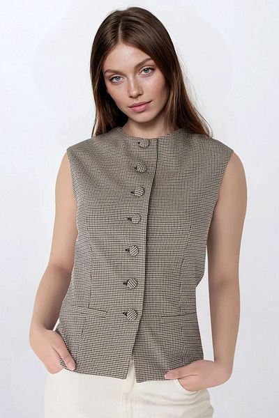 Hiccup Checkered Patterned Crew Neck Vest