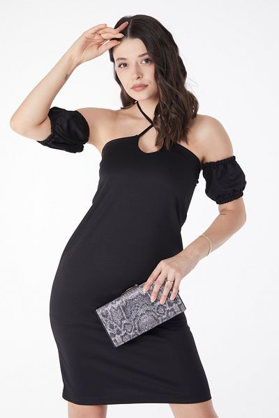 TOFİSA Rochie de seara cu maneca printesa neagra - 13189