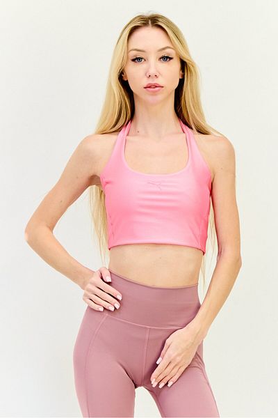 Puma Women Brand Logo Non Padded Sports Bra, Pink