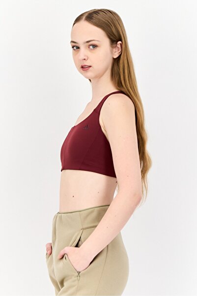 adidas Women Brand Logo Padded Training Sports Bra, Maroon