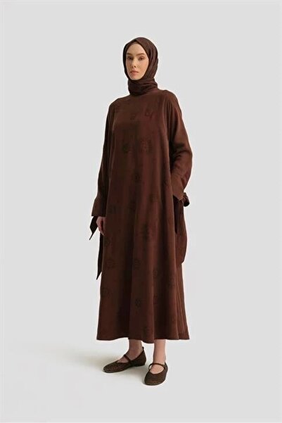 Armine Taş Işlemeli Elbise 25y9014 Açık Kahve