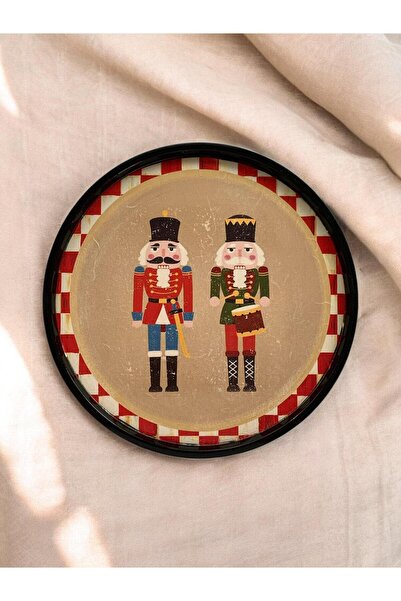 unique florya Checkered Round Tray 28cm Presentation Decorative Home Tableware Kitchen Tea Coffee Tray