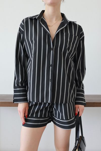 LOISY Women's Striped Two-Piece Suit with Shorts