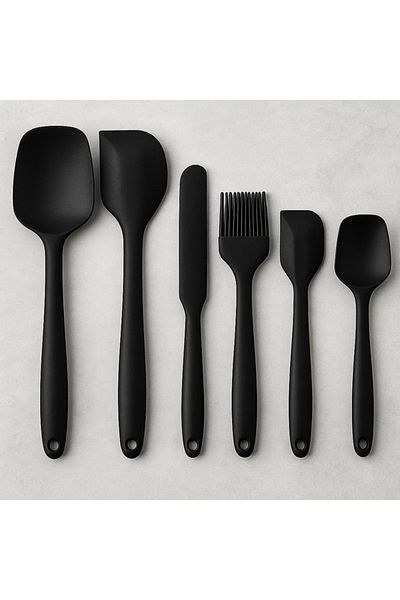 Keyfi Sepet Set of 6 Fireproof Non-Stick Kitchen Cake Silicone Egg Brush Spoon Knife Spatula Set Cocoon Gift