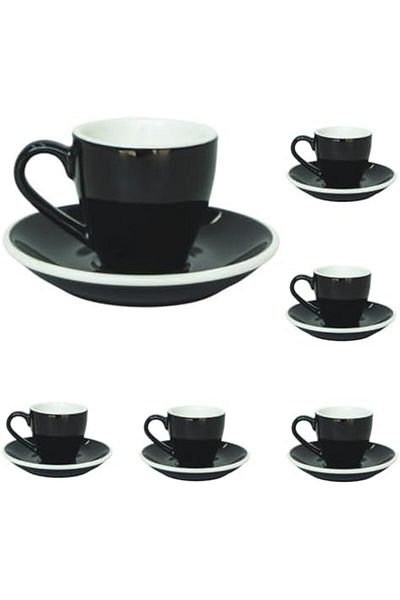 Next Coffee 6 Pieces of Premium Porcelain Espresso Cup with Saucer, Espresso shot Cup, Turkish Cup,