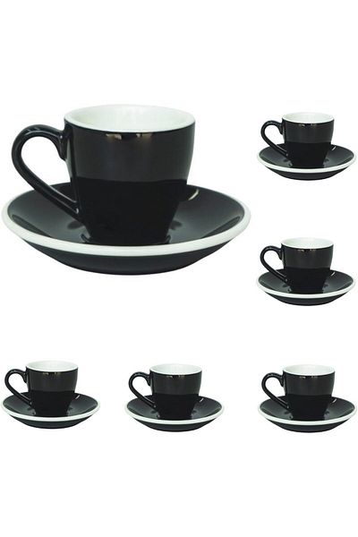 Next Coffee 6 Pieces of Premium Porcelain Espresso Cup with Saucer, Espresso shot Cup, Turkish Cup,