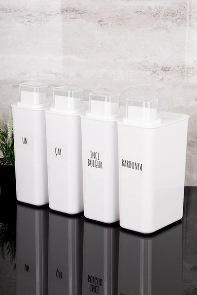 Dolkin Home 4Pcs 3000 ml Self-Scaled Food Set Pulses Storage Box 25 Types Transparent Pulses Labels