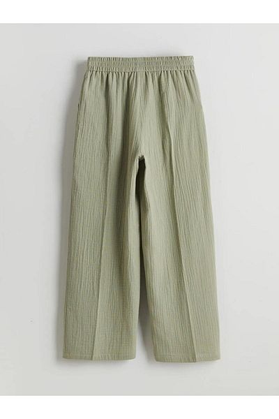 LC Waikiki Lcw Kids Khaki Elastic Waist Muslin Girls' Trousers