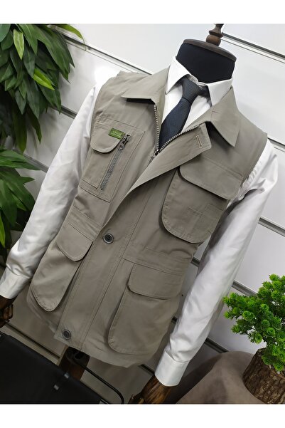 AYBİSSA ERKEK-ÇOK CEPLİ-YAKALI-FİLE ASTARLI-KETEN-YAZLIK-BAHARLIK-AVCI YELEK