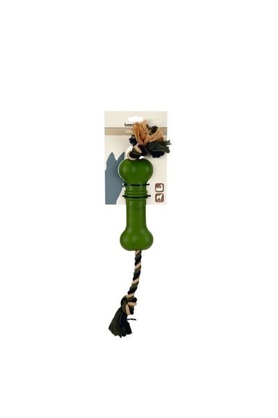 STOREMAX Beeztees Sumo Mini Dentel Bone Drawstring Rubber Dog Toy Green 20 cm