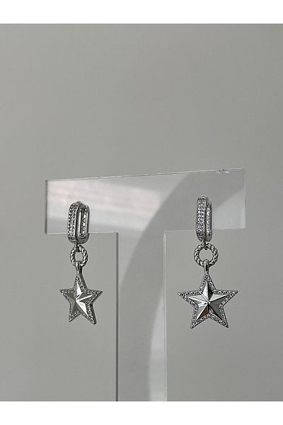 JELLY Women's Steel Zircon Stone Silver Color Star Model Dangle Earrings
