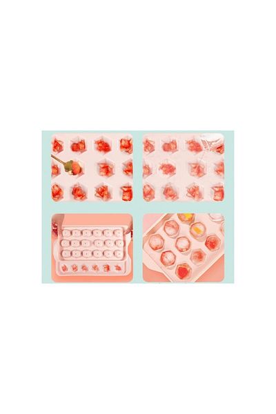 DELPI Set 2 forms for ice cubes, diamond shape, pink/light blue