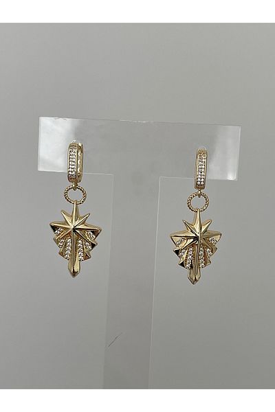 JELLY Women's Steel Gold Colored Zircon Stone Star Figured Sparkling Modern Dangle Women's Earrings
