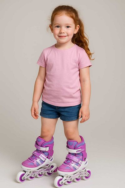gigigiyim Adjustable 2+2 Lighted Metal Practice Skates and Protection Set