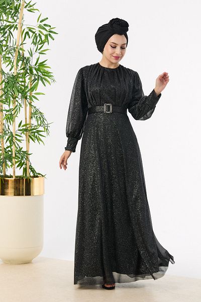 TOFİSA 11005-черна вечерна рокля