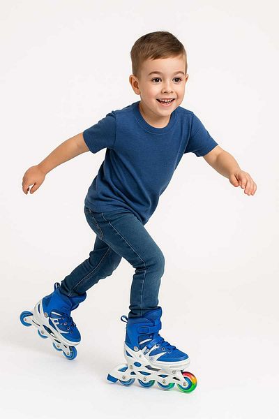 gigigiyim Adjustable 2+2 Lighted Metal Practice Skates and Protection Set