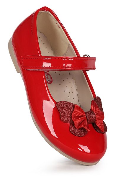 Kiko Kids Stoned Velcro Girls' Bow Ballerina Shoes Ege 204 Patent Leather