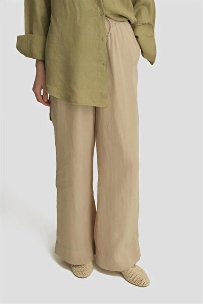 Armine Keten Palazzo Pantolon 25yd4231-2 Bej