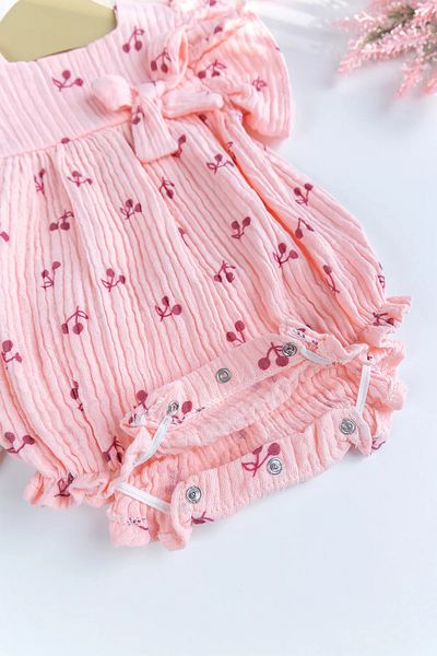 Babymod Muslin Cherry Patterned 100% Cotton Summer Baby Girl Jumpsuit