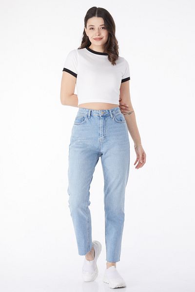 TOFİSA Leg Tasseled Jeans Light Blue - 50000