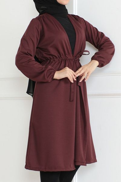 TOFİSA Cardigan cu talie Roșu Claret închis - 26586