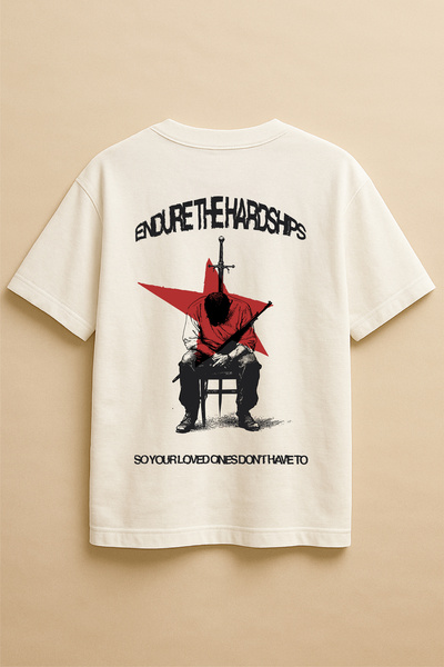 Altair Tr White Color Oversize Endure the Hardships Printed Unisex T-Shirt T-...