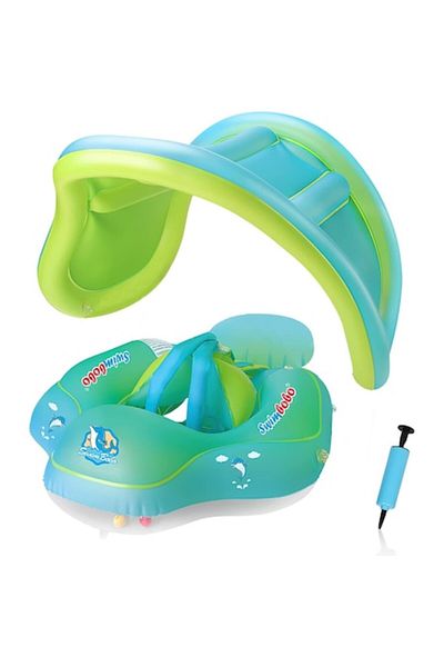 DELPI Swimming ring for babies and children, with chest support and detachable parasol, suitable for 6-36