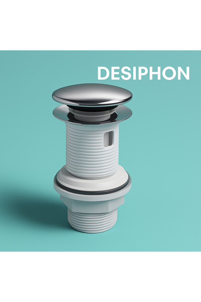 DESIPHON Pop-Up Lavabo Sifonu Taşmalı – Paslanmaz Metal Başlık, Plastik Gövde...