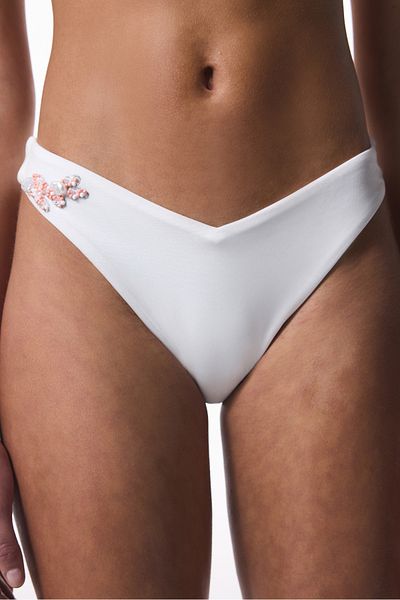 Penti Λευκό μαργαριτάρι με χάντρες V Cut Bottom Bikini - Gamze Erçel Collection